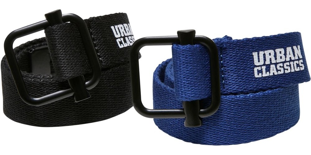 Urban Classics Jungen Gürtel Industrial Canvas Belt Kids 2-Pack Schwarz/Blau - Herren / Unisex