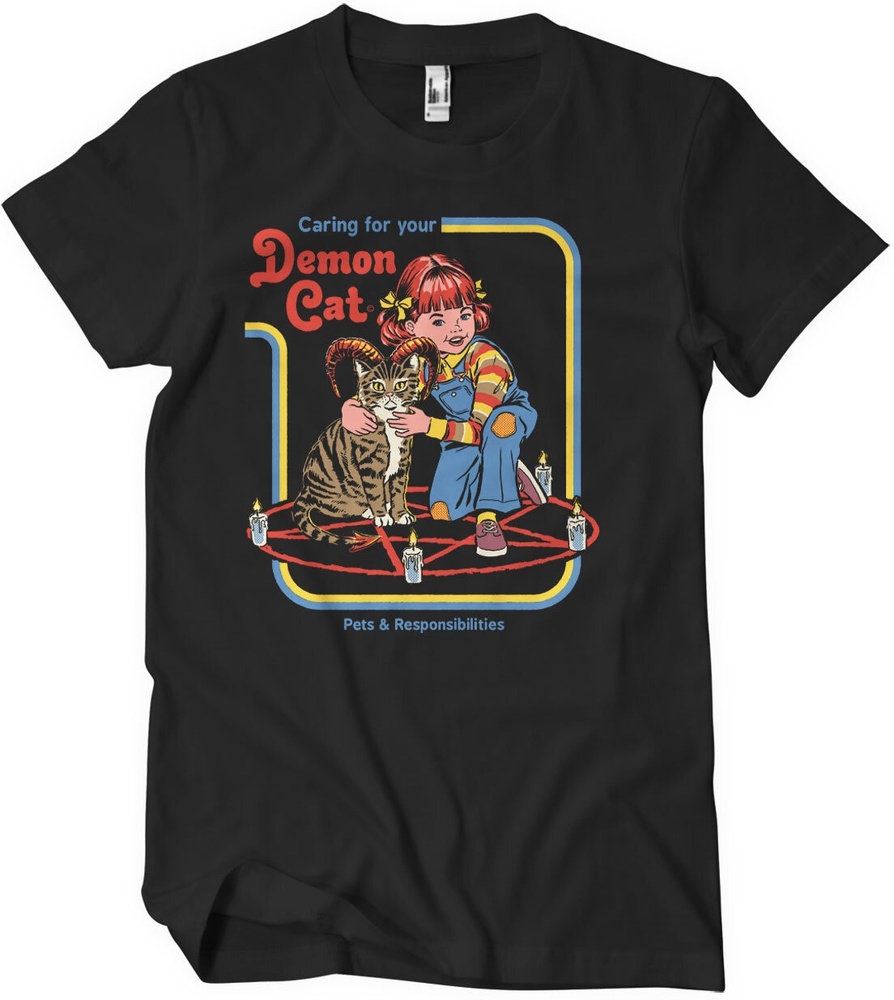 Steven Rhodes T-Shirt Caring For Your Demon Cat T-Shirt DTR-1-SR054-DTF886 - Herren / Unisex