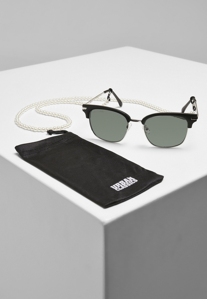 Urban Classics Sonnenbrille Sunglasses Crete With Chain Schwarz/Grün - Herren / Unisex