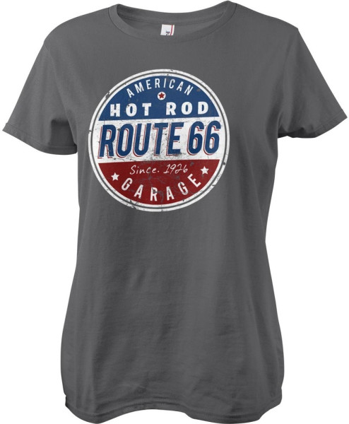 Route 66 - Hot Rod Garage Girly Tee Damen T-Shirt Darkgrey