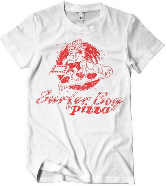 Stranger Things Surfer Boy Pizza T-Shirt White