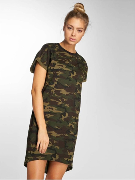 DEF Damen Kleid Lexy Dress Green Camo