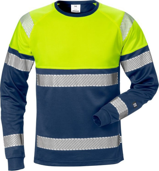 Fristads Warnschutz T-Shirt High Vis T-Shirt Langarm Kl. 1 7519 THV Warnschutz-Gelb/Marine
