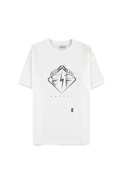 6 Siege - Men's Raised Print Short Sleeved T-Shirt White