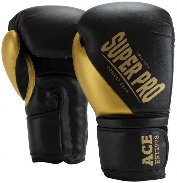 Super Pro Combat Gear ACE (kick)Boxhandschuhe Schwarz/Gold