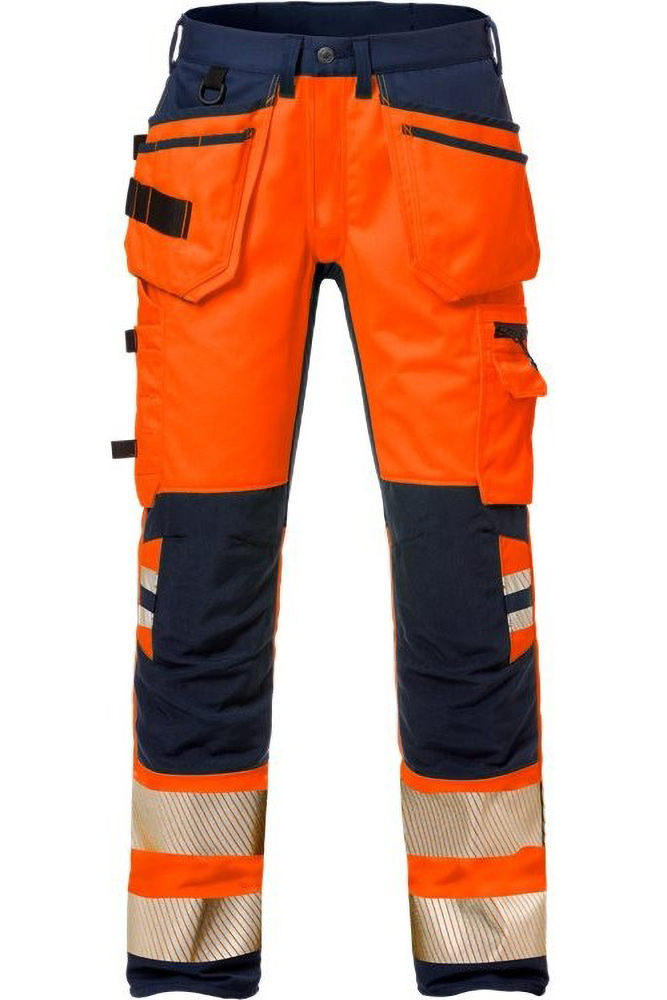 Fristads High Vis Handwerker Stretch-Hose Kl. 2 2707 PLU Warnschutz-Orange/Marine - Herren / Unisex