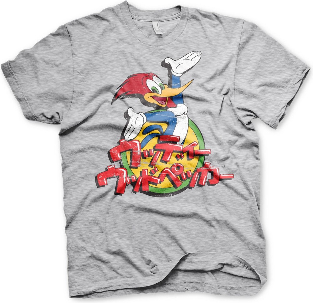 Woody Woodpecker Washed Japanese Logo T-Shirt Heather-Grau - Herren / Unisex