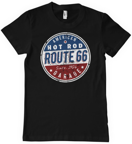 Route 66 - Hot Rod Garage T-Shirt Black