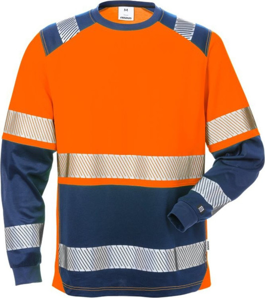 Fristads Warnschutz T-Shirt High Vis T-Shirt Langarm, Kl. 2 7457 THV Warnschutz-Orange/Marine