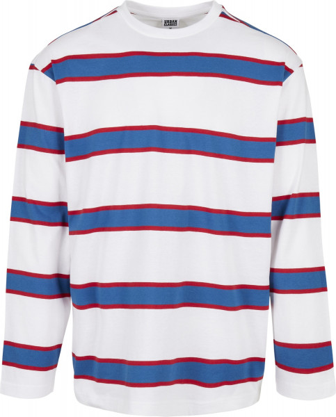 Urban Classics Longsleeve Light Stripe Oversized LS White/Sportyblue