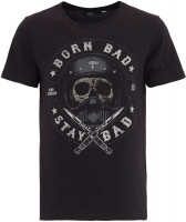 King Kerosin T-Shirt mit Skull Print Born Bad Stay Bad KK220065 Schwarz