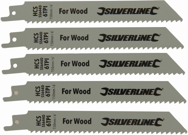 Silverline Sägeblätter Säbelsägeblätter für Holz, 5er-Pckg.