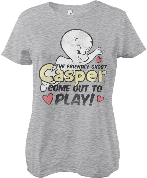 Casper The Friendly Ghost Come Out And Play Girly Tee Damen T-Shirt Heather-Grey