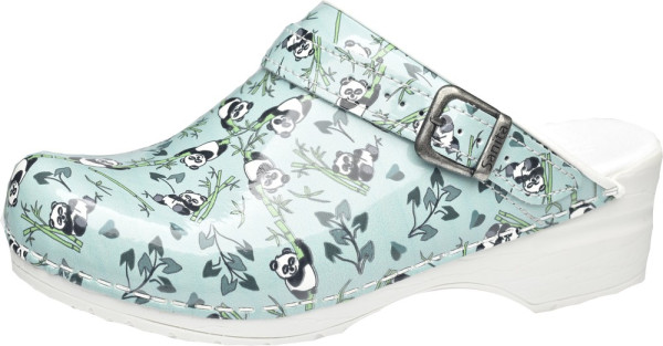 Sanita Damen Offener Clog Animal Panda Mint