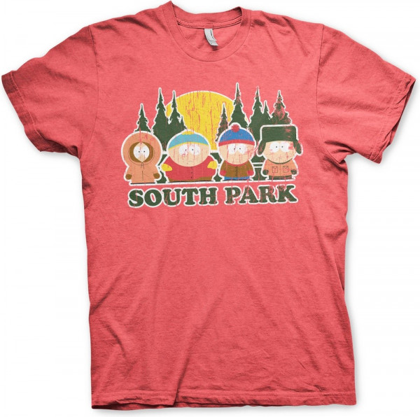 South Park Distressed T-Shirt Heather-Red