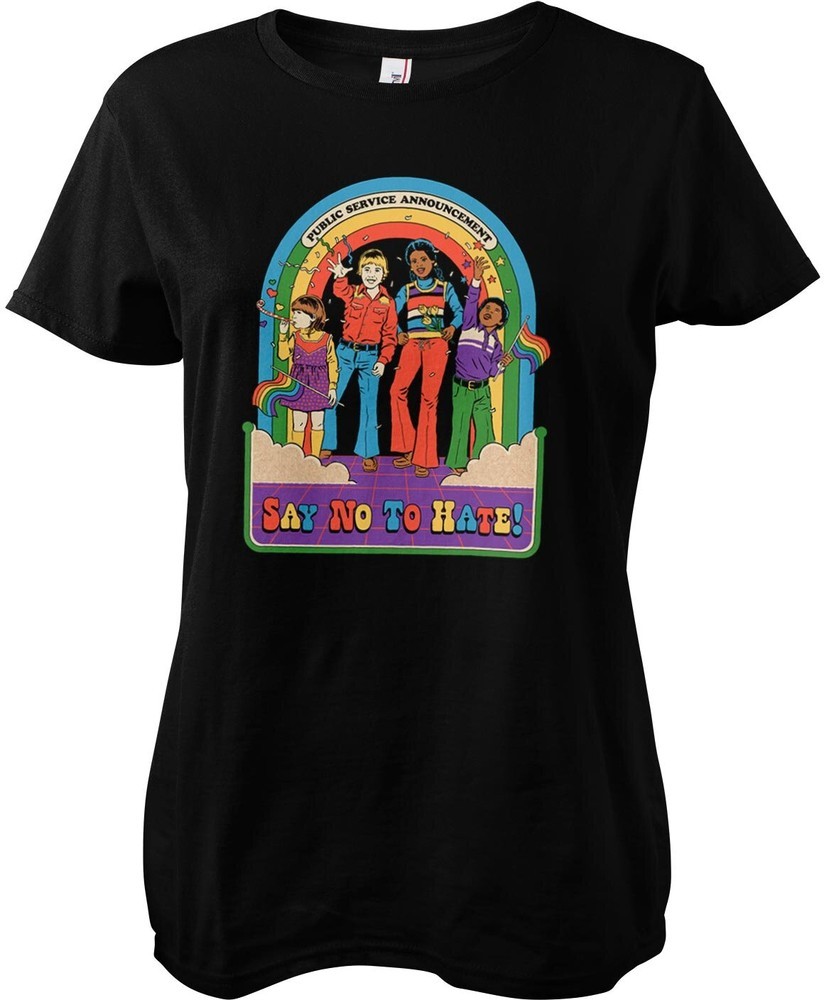Steven Rhodes Say No To Hate Girly Tee Damen T-Shirt Schwarz - Damen
