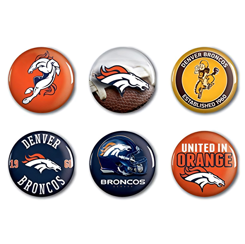 Denver Broncos Button 6er Pack American Football Multicolor - Herren / Unisex