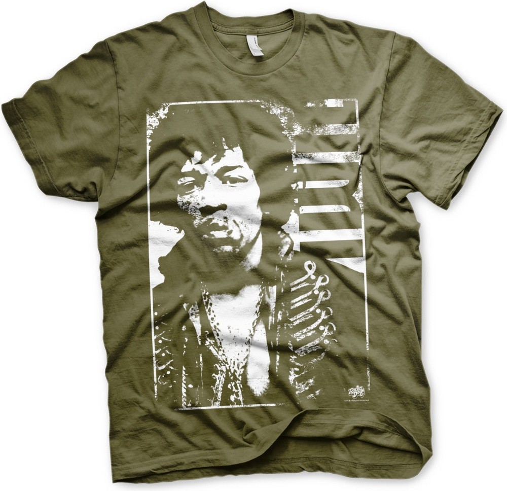 Jimi Hendrix Distressed T-Shirt Olive - Herren / Unisex