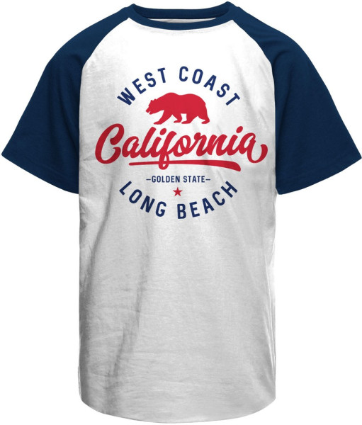 West Coast California Baseball T-Shirt White-Navy