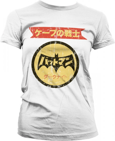 Batman Japanese Retro Logo Girly Tee Damen T-Shirt White