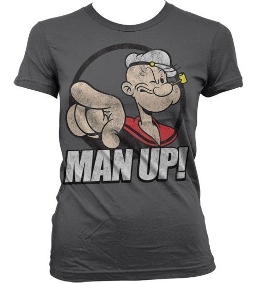 Popeye Man Up! Girly T-Shirt Damen Dark-Grey