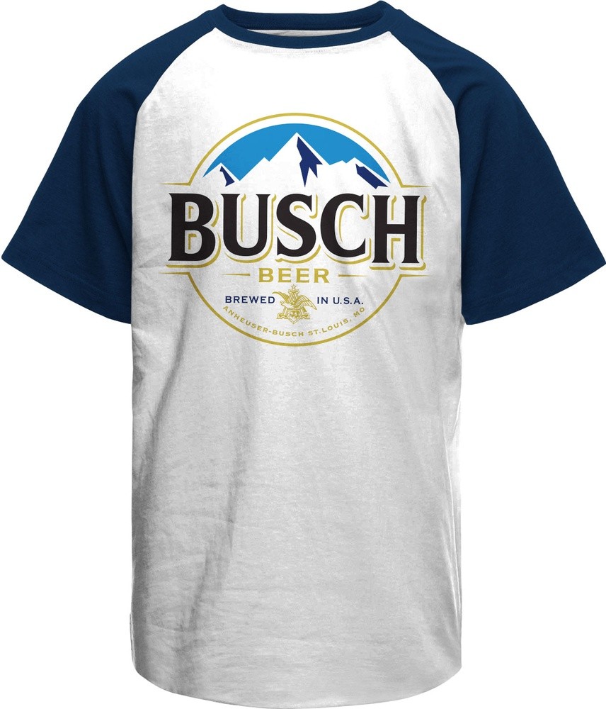 Busch Beer Logo Baseball T-Shirt Weiß-Blau - Herren / Unisex