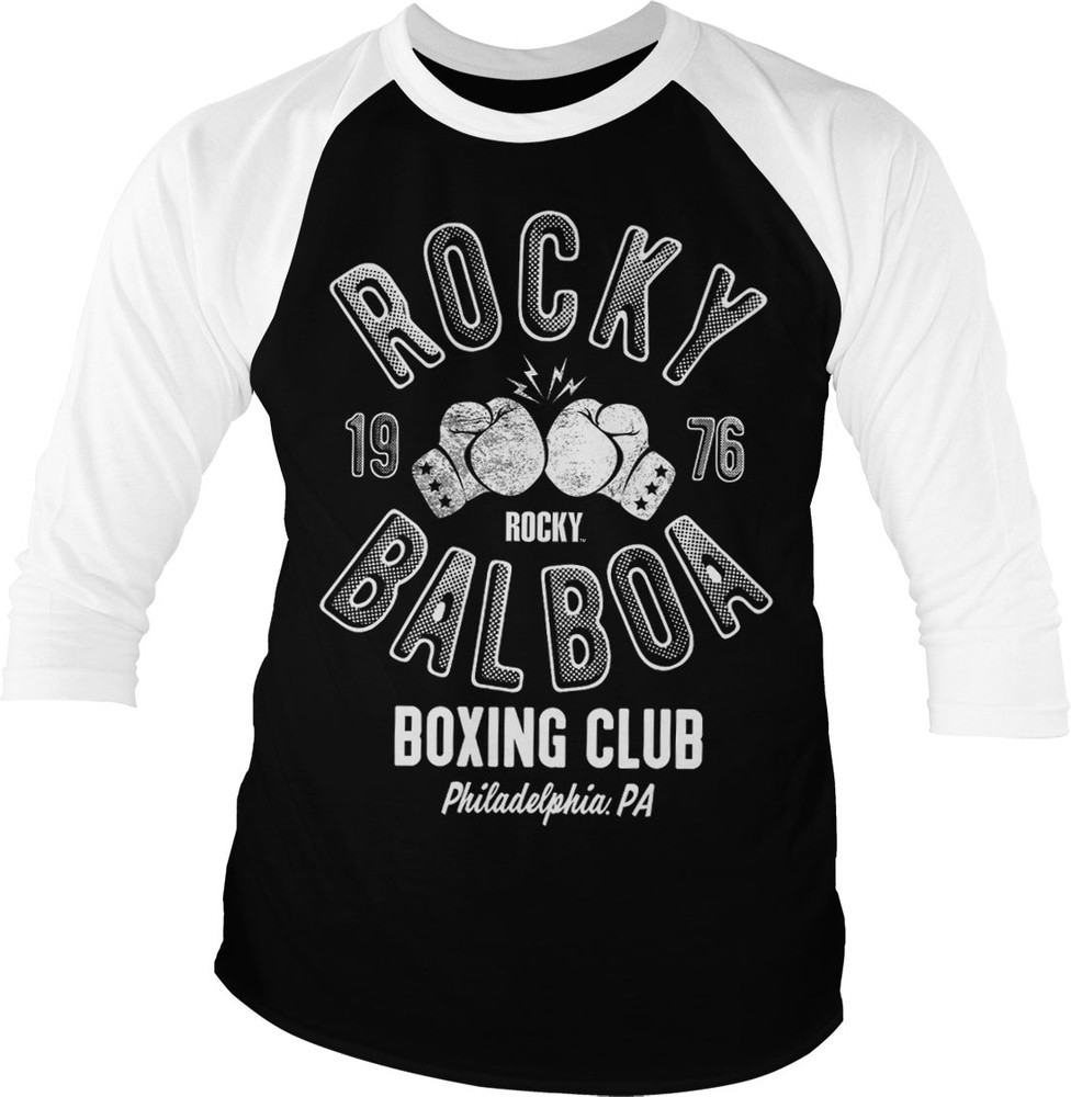 Rocky Balboa Boxing Club Baseball 3/4 Sleeve Tee T-Shirt Weiß-Schwarz - Herren / Unisex
