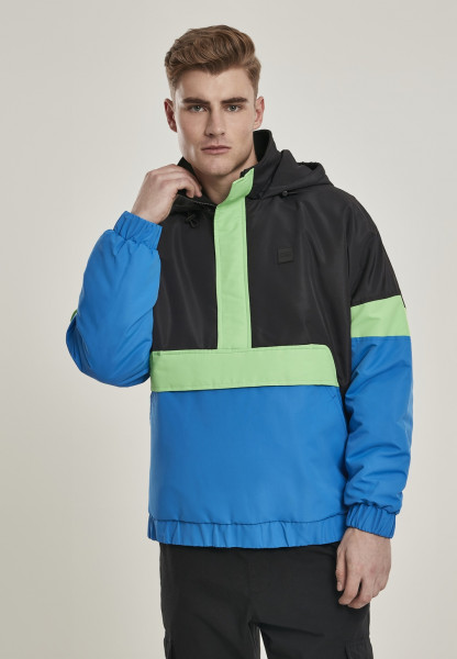 Urban Classics Jacket 3-Tone Neon Mix Pull Over Jacket Black/Cobaltblue
