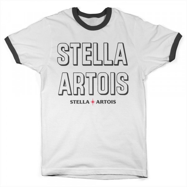 Stella Artois Retro Wordmark Ringer Tee T-Shirt White-Black