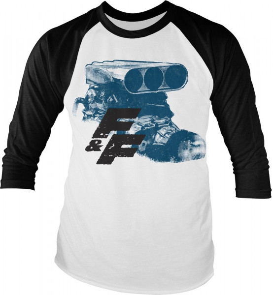 Fast & Furious Engine Baseball Longsleeve Tee White-Black
