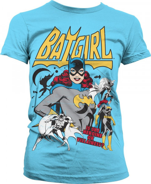 Batgirl Hero Or Villain Girly Tee Damen T-Shirt Skyblue