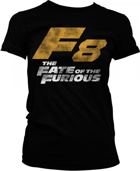 The Fast and the Furious F8 Distressed Logo Girly Tee Damen T-Shirt Black
