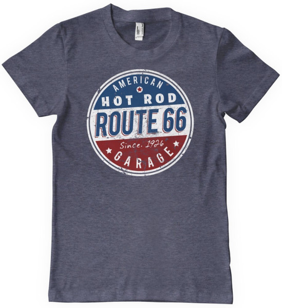Route 66 - Hot Rod Garage T-Shirt Navy/Heather