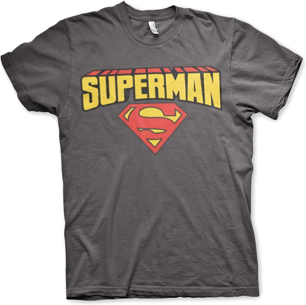 Superman Blockletter Logo T-Shirt Dark-Grau - Herren / Unisex