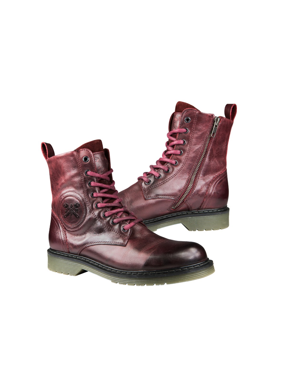 John Doe Motorrad Damen Schuhe Sixty Bordeaux Rot - Damen