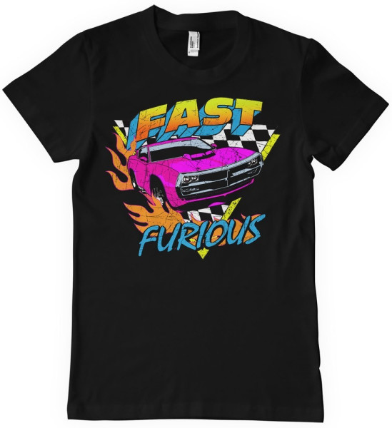 The Fast and the Furious - Colorful Car T-Shirt Black