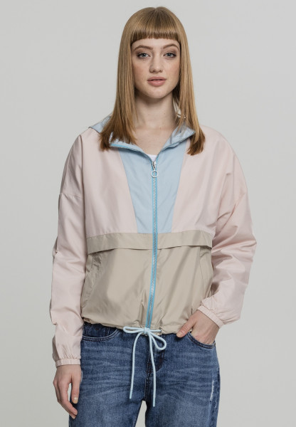 Urban Classics Damen Leichte Jacke Ladies 3-Tone Oversize Windbreaker Lightpink/Baby Blue/Sand