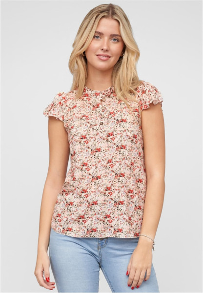 Cloud5ive Damen Bluse mit 4er Knopfleiste und Blumen Print 22046311