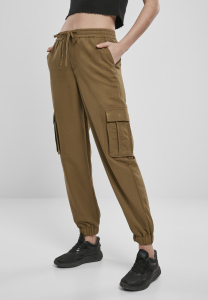 Urban Classics Women Trousers Ladies Viscose Twill Cargo Pants Summerolive