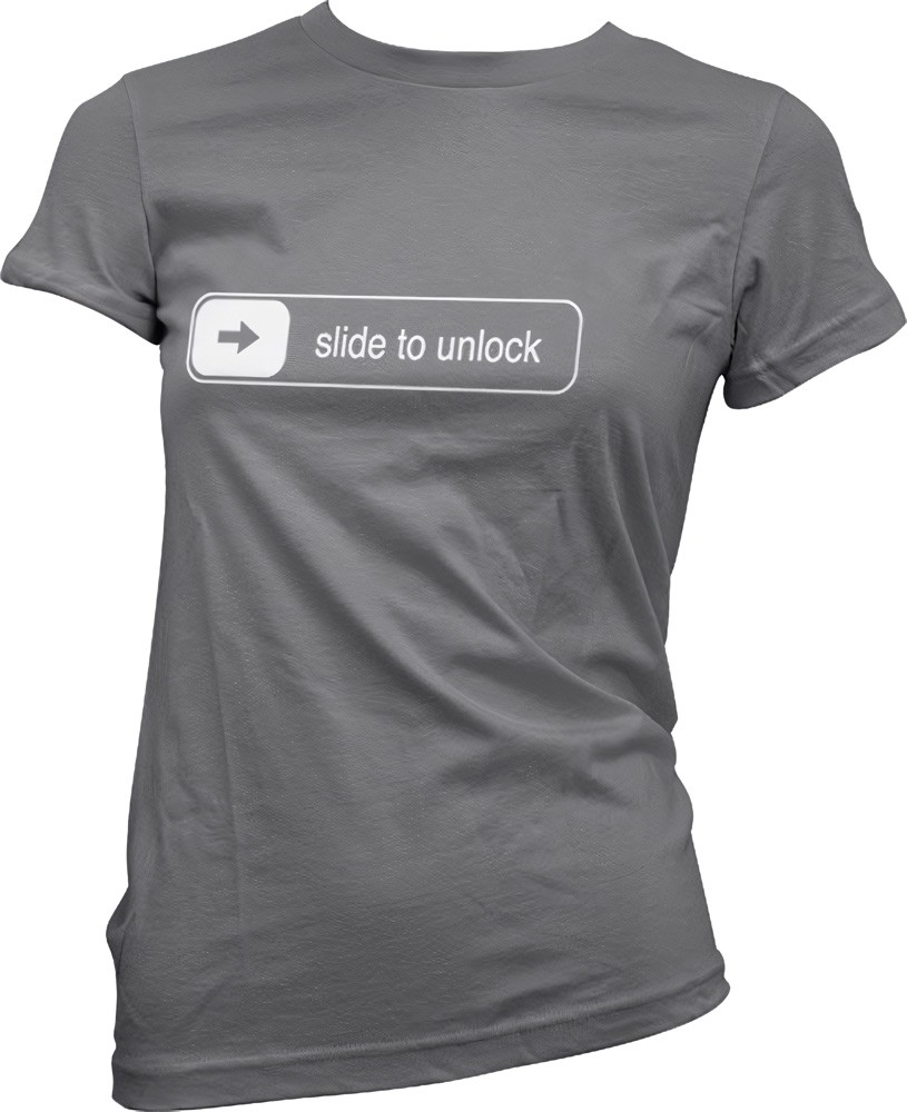 Hybris Slide To Unlock Girly Tee Damen T-Shirt Dark-Grau - Damen
