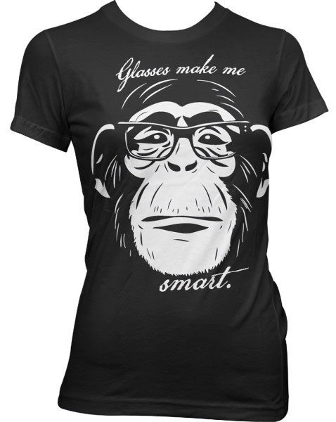 Hybris Glasses Makes Me Smart Girly Tee Damen T-Shirt Black