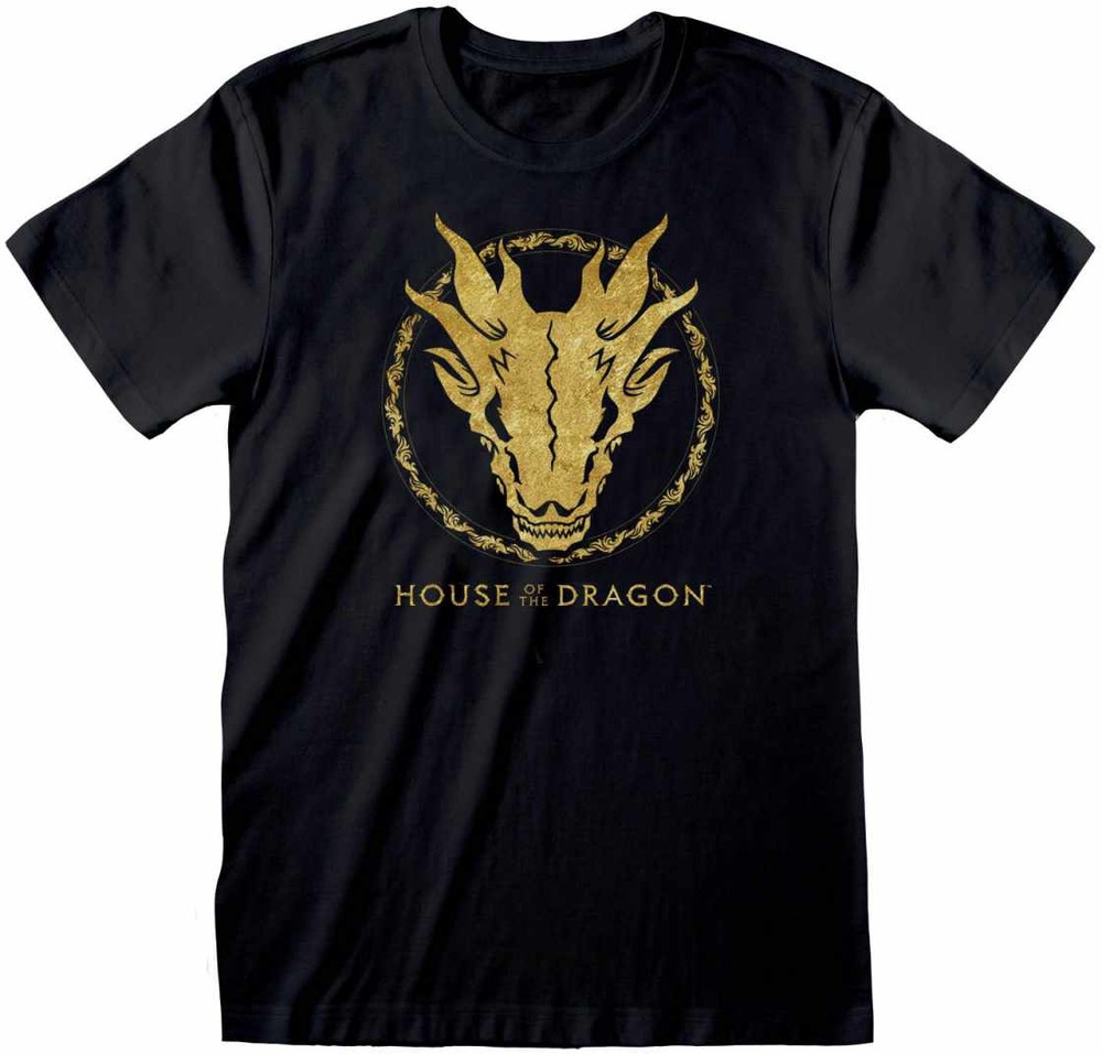 House Of The Dragon - Gold Ink Skull (Unisex) T-Shirt Schwarz - Herren / Unisex