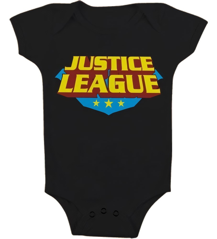 Justice League Classic Logo Baby Body Kinder Schwarz - Herren / Unisex