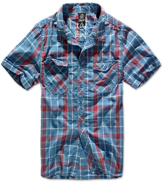 Brandit Hemd Roadstar Shirt, 1/2 Sleeve in Red/Blue