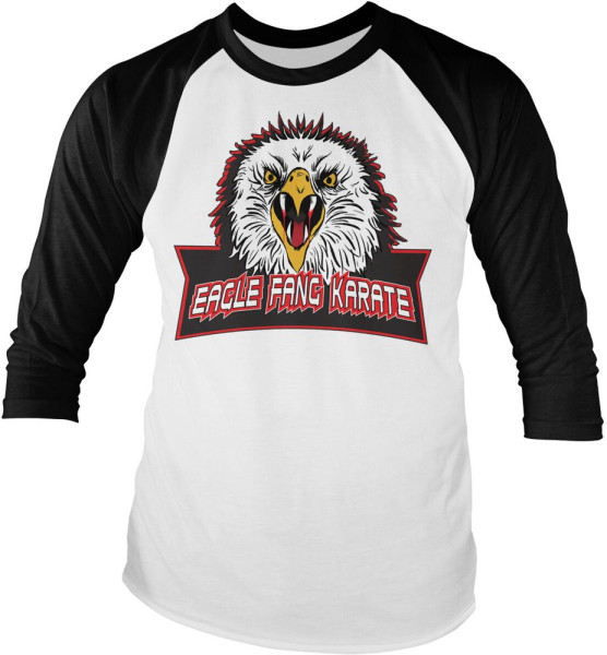 Cobra Kai Eagle Fang Karate Baseball Long Sleeve Tee Longsleeve White-Black