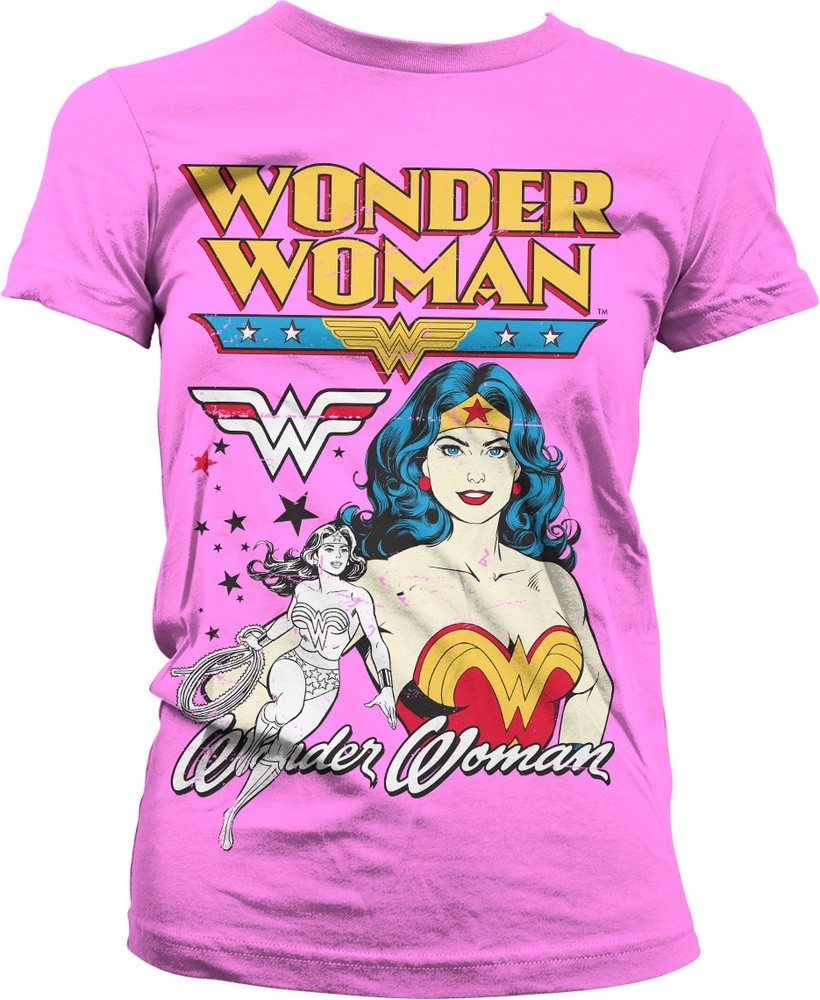Posing Wonder Woman Girly Tee Damen T-Shirt Pink - Damen