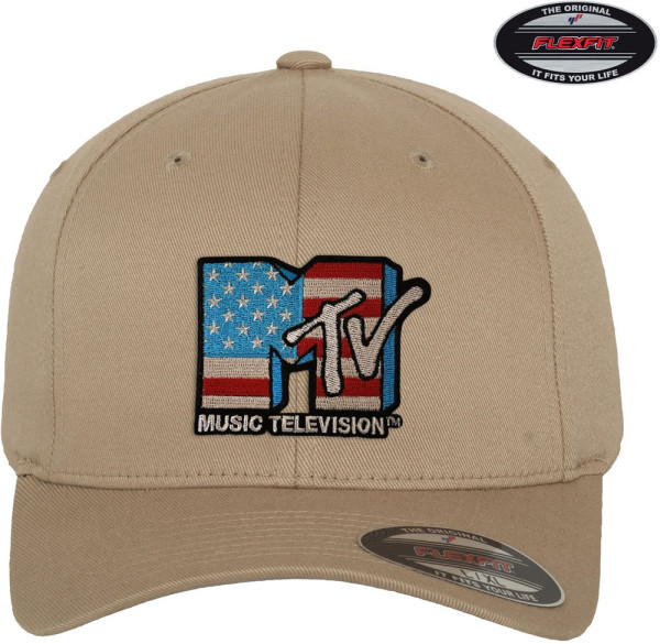 MTV American Flag Flexfit Cap Khaki