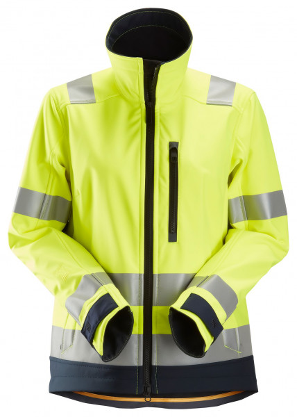 Snickers Damen AllroundWork Hi-Vis Softshell Arbeitsjacke, Kl. 2/3, EN 20471 HV-Gelb-Navy