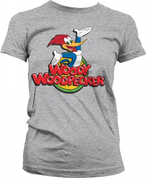 Woody Woodpecker Classic Logo Girly Tee Damen T-Shirt Heather-Grey