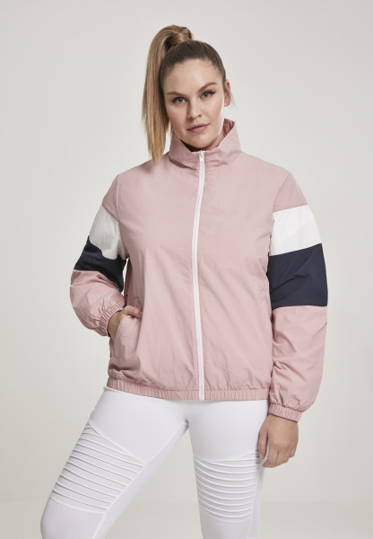 Urban Classics Damen Jacke Ladies 3-Tone Crinkle Track Jacket Darkrose/Nvy/White